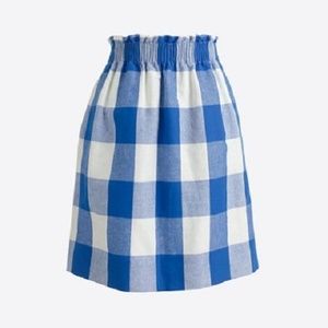 J. CREW Printed Linen Cotton Sidewalk Plaid Skirt